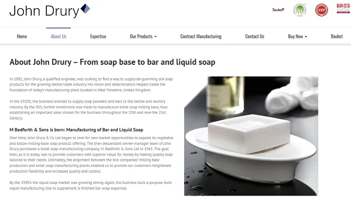 John Drury company history and soap products overview